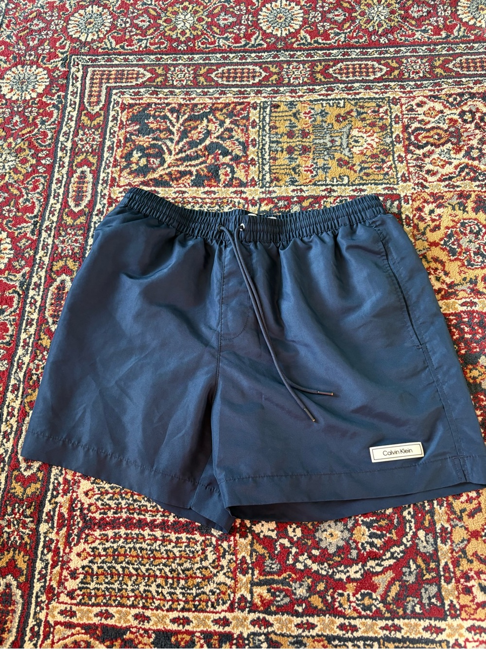Calvin Klein Men's Dark Navy Swim Shorts with Drawstring